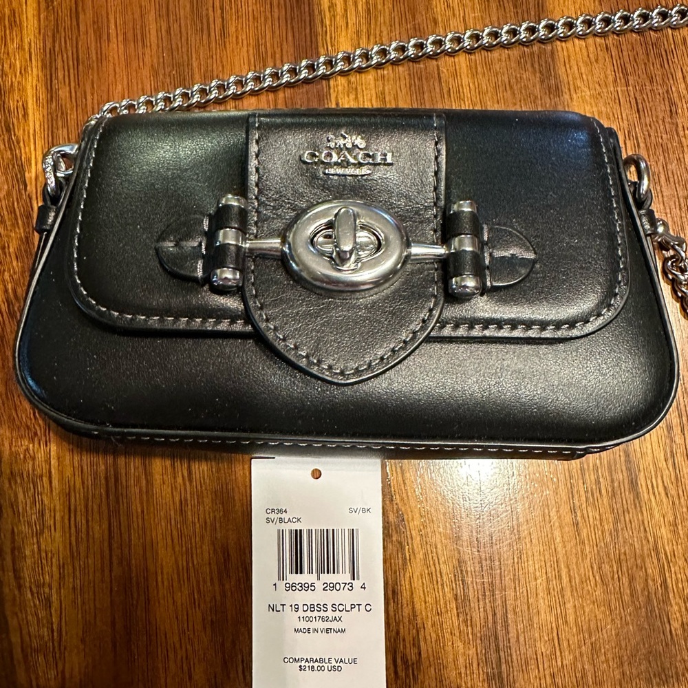 New mini Coach crossbody with silver chain strap